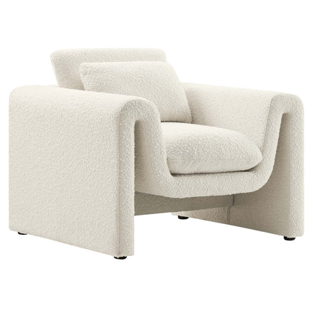 Waverly Boucle Upholstered Armchair in Ivory