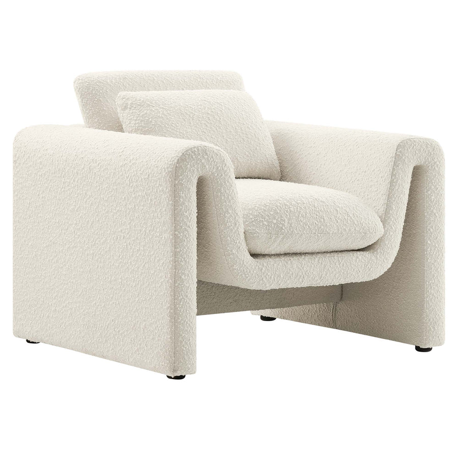 Bloom Boucle Upholstered Armchair in Ivory