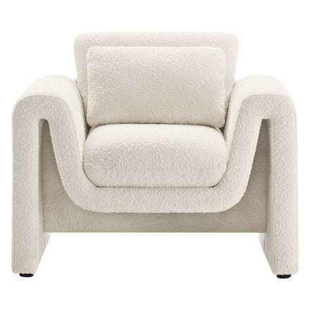 Waverly Boucle Upholstered Armchair in Ivory
