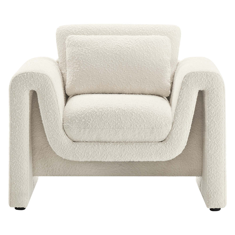 Bloom Boucle Upholstered Armchair in Ivory