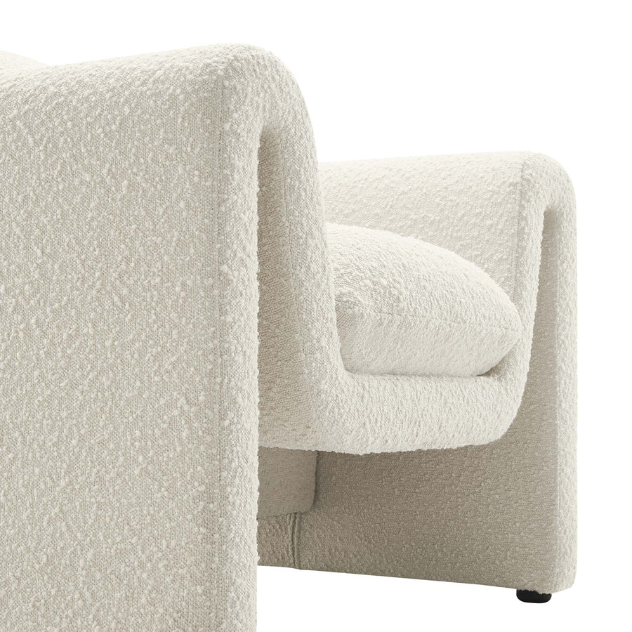 Bloom Boucle Upholstered Armchair in Ivory