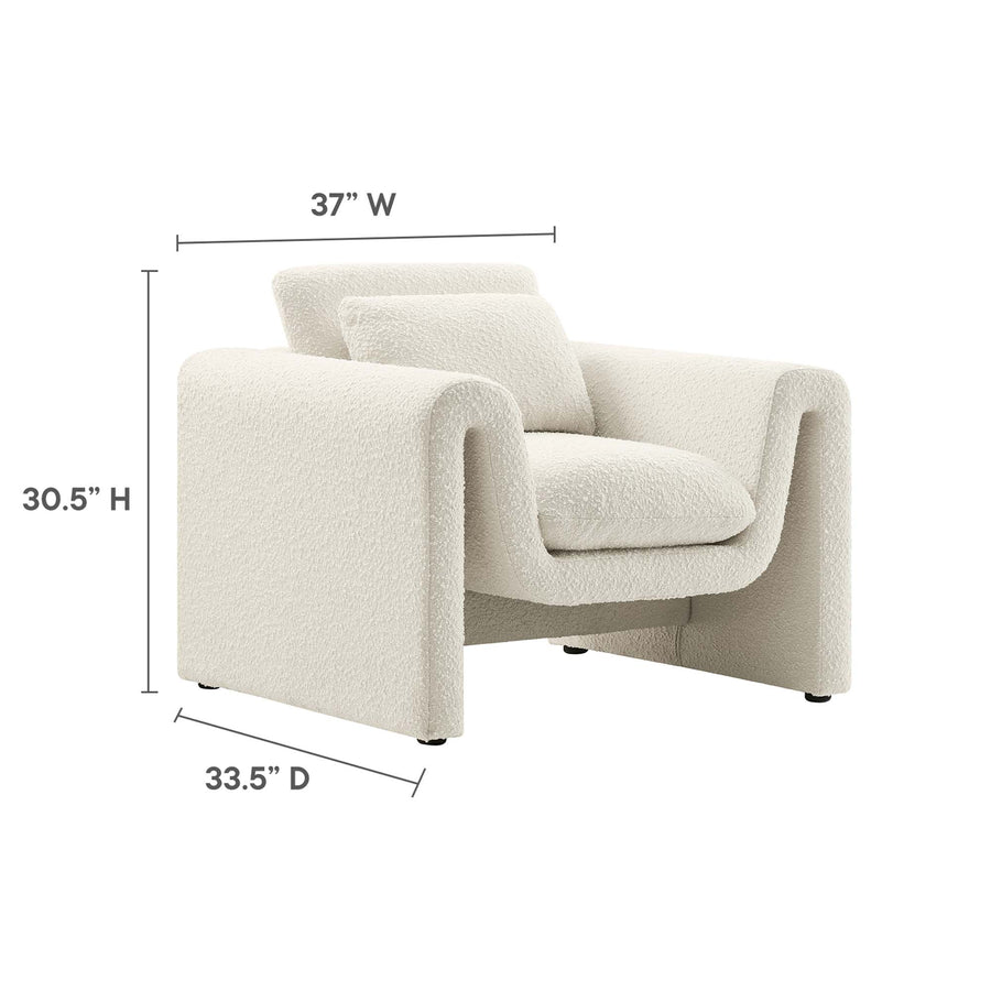 Bloom Boucle Upholstered Armchair in Ivory