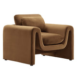 Bloom Performance Velvet Armchair in Brown