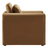 Bloom Performance Velvet Armchair in Brown