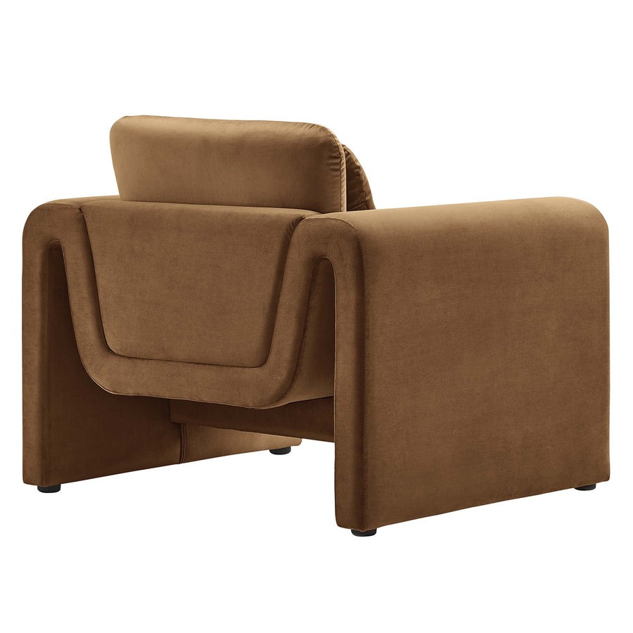 Bloom Performance Velvet Armchair in Brown