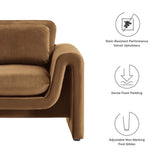 Bloom Performance Velvet Armchair in Brown