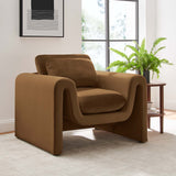 Bloom Performance Velvet Armchair in Brown