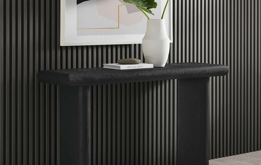 Ila Concrete Textured Console Table in Black