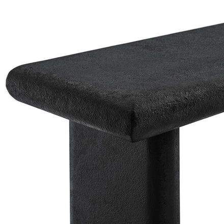 Relic Concrete Textured Console Table in Black