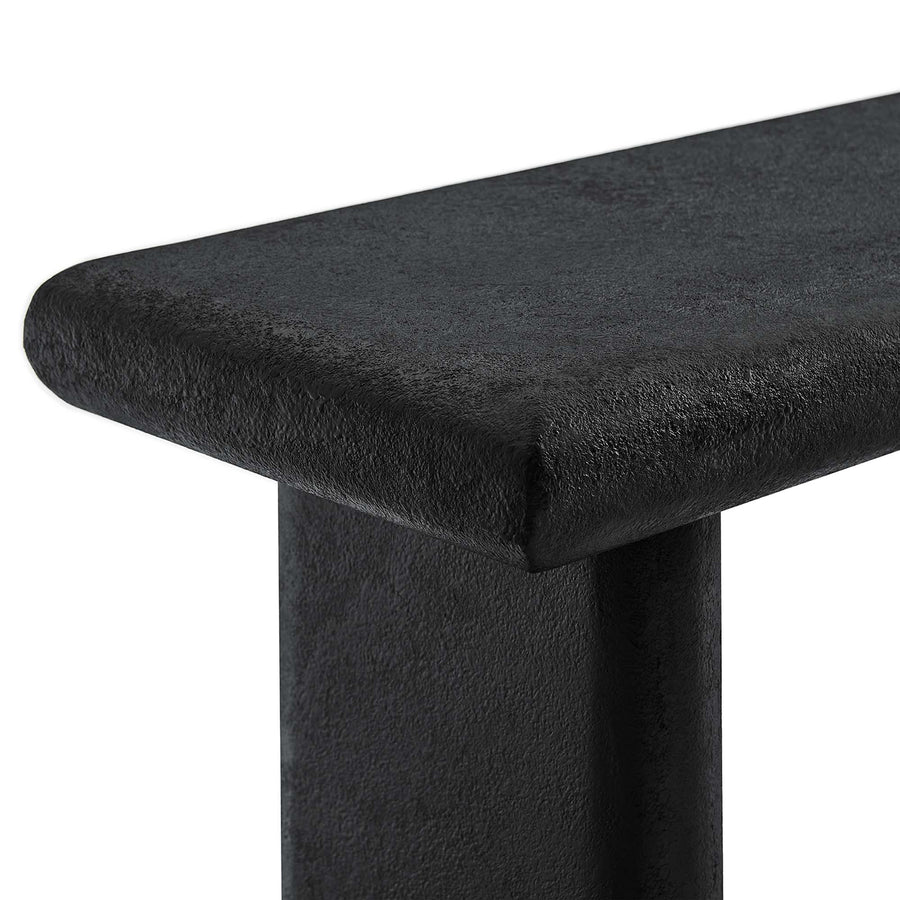 Ila Concrete Textured Console Table in Black