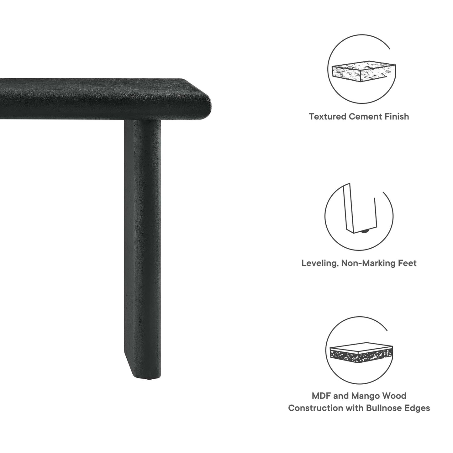 Relic Concrete Textured Console Table by Furniture For America