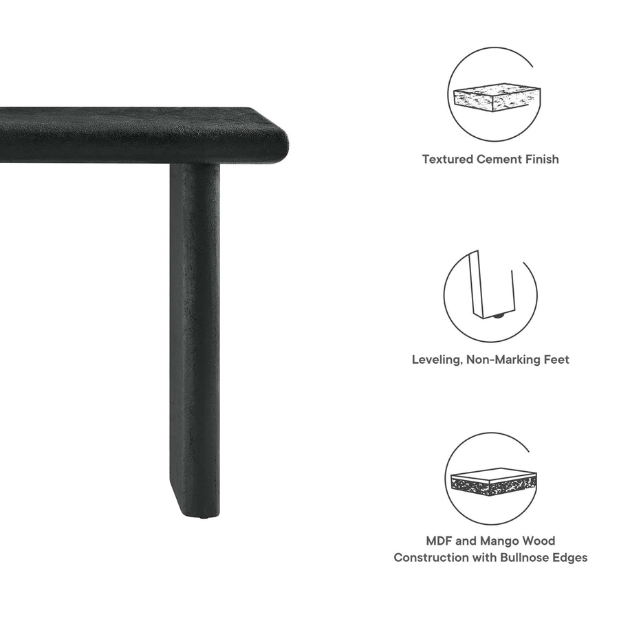 Ila Concrete Textured Console Table in Black