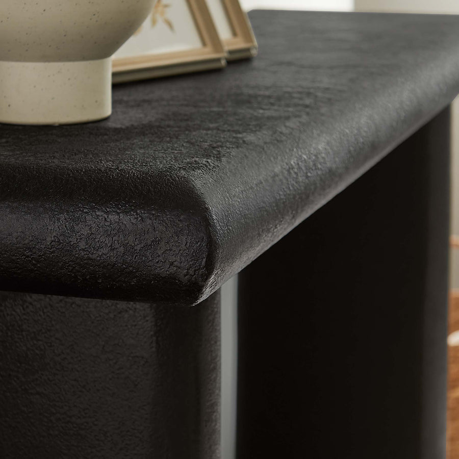 Ila Concrete Textured Console Table in Black