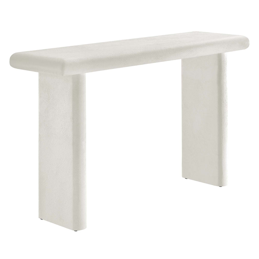 Ila Concrete Textured Console Table in White