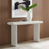 Ila Concrete Textured Console Table in White