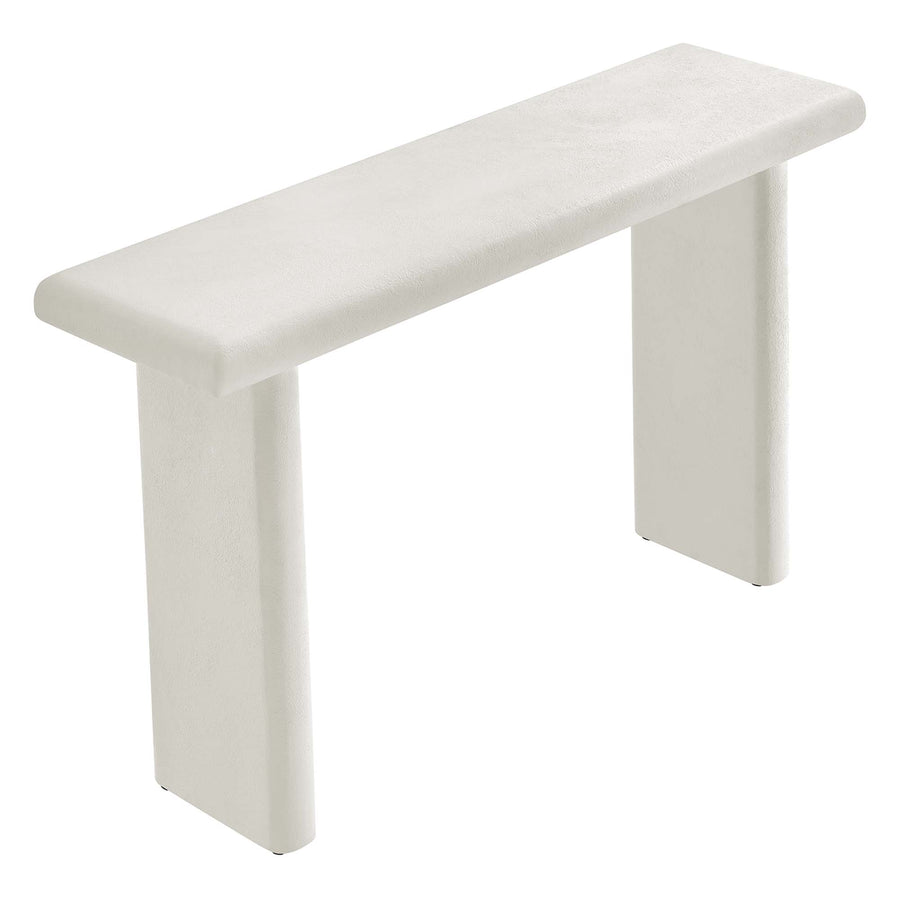 Ila Concrete Textured Console Table in White