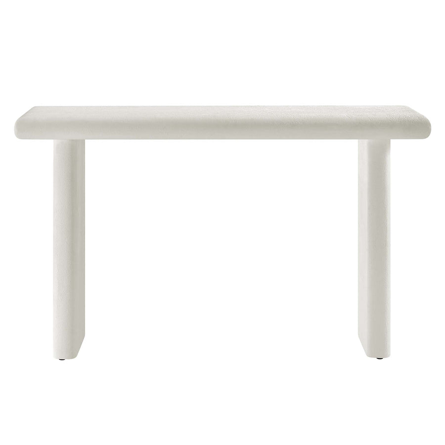 Ila Concrete Textured Console Table in White