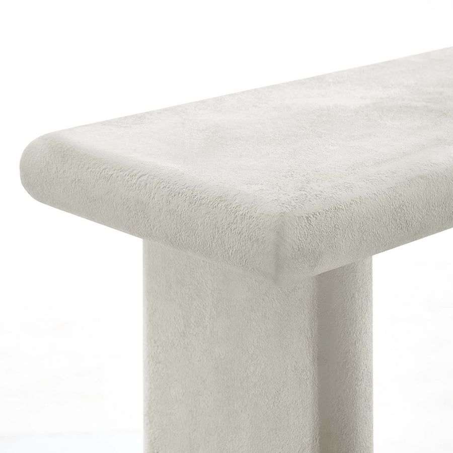 Ila Concrete Textured Console Table in White