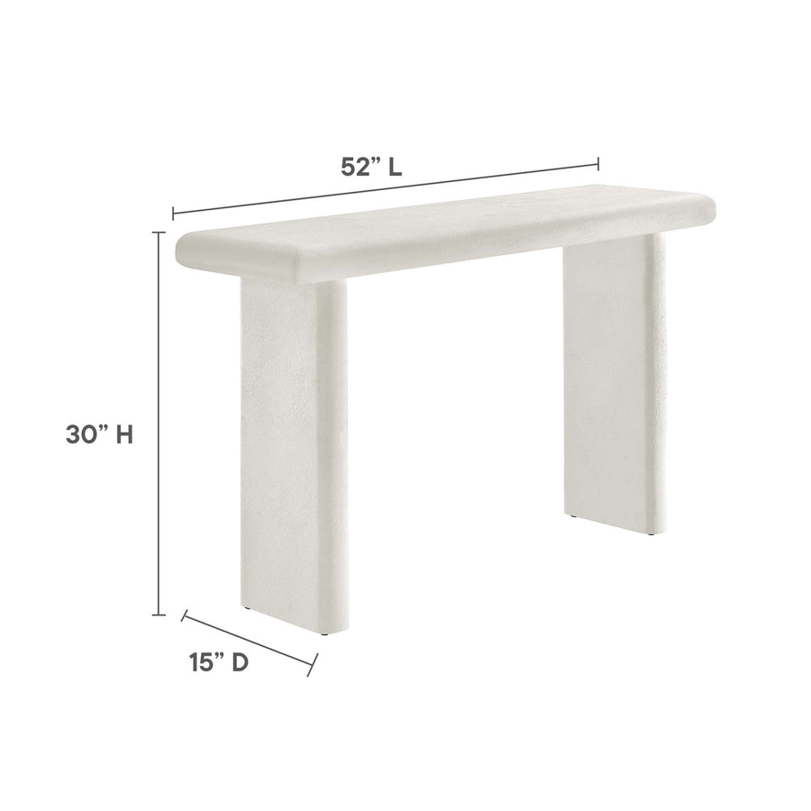 Ila Concrete Textured Console Table in White
