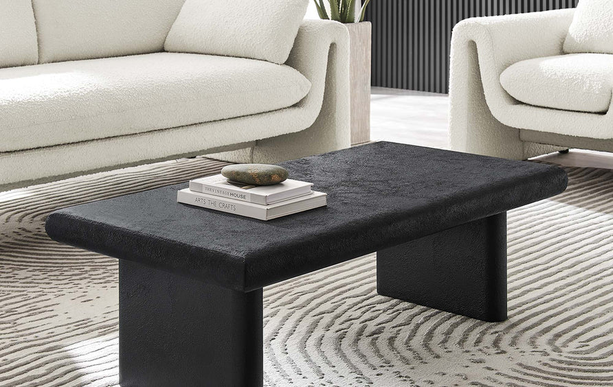 Ila Concrete Textured Coffee Table in Black