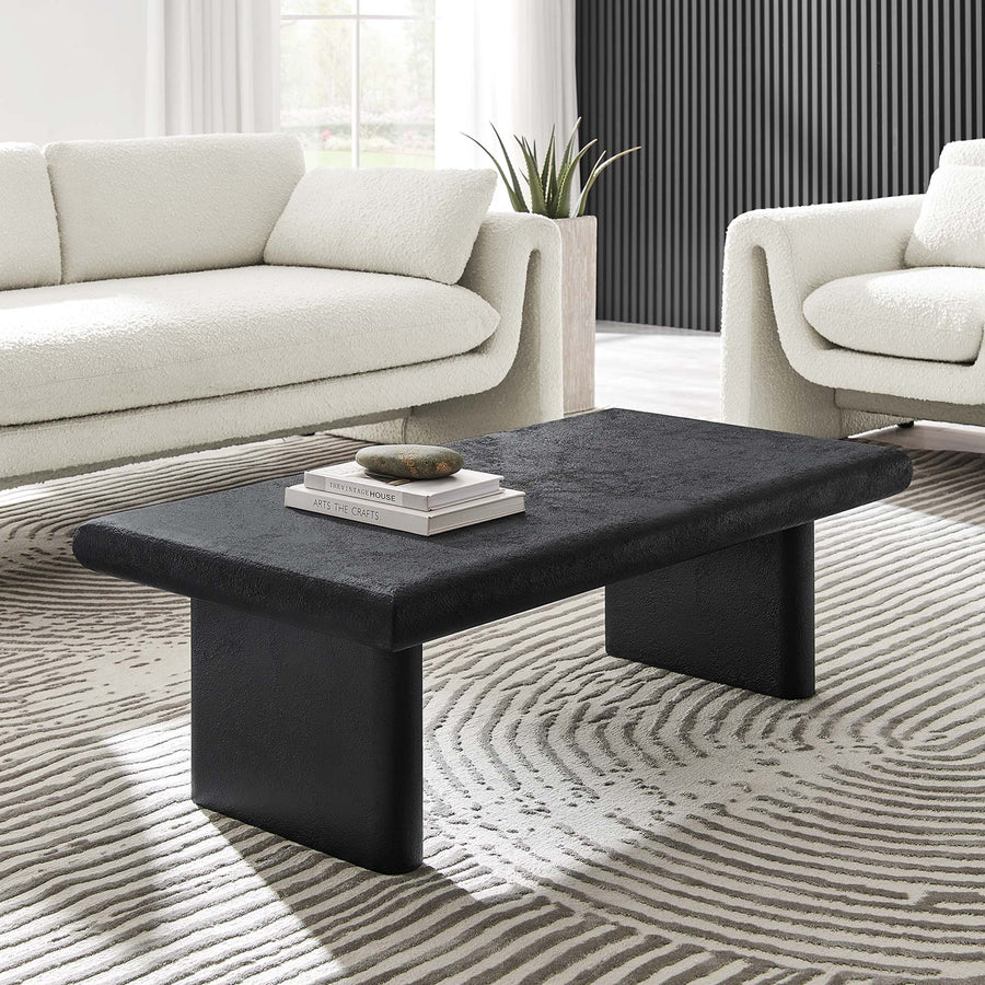Ila Concrete Textured Coffee Table in Black