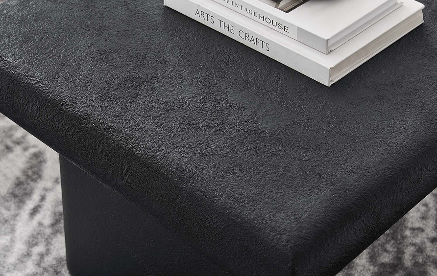 Ila Concrete Textured Coffee Table in Black