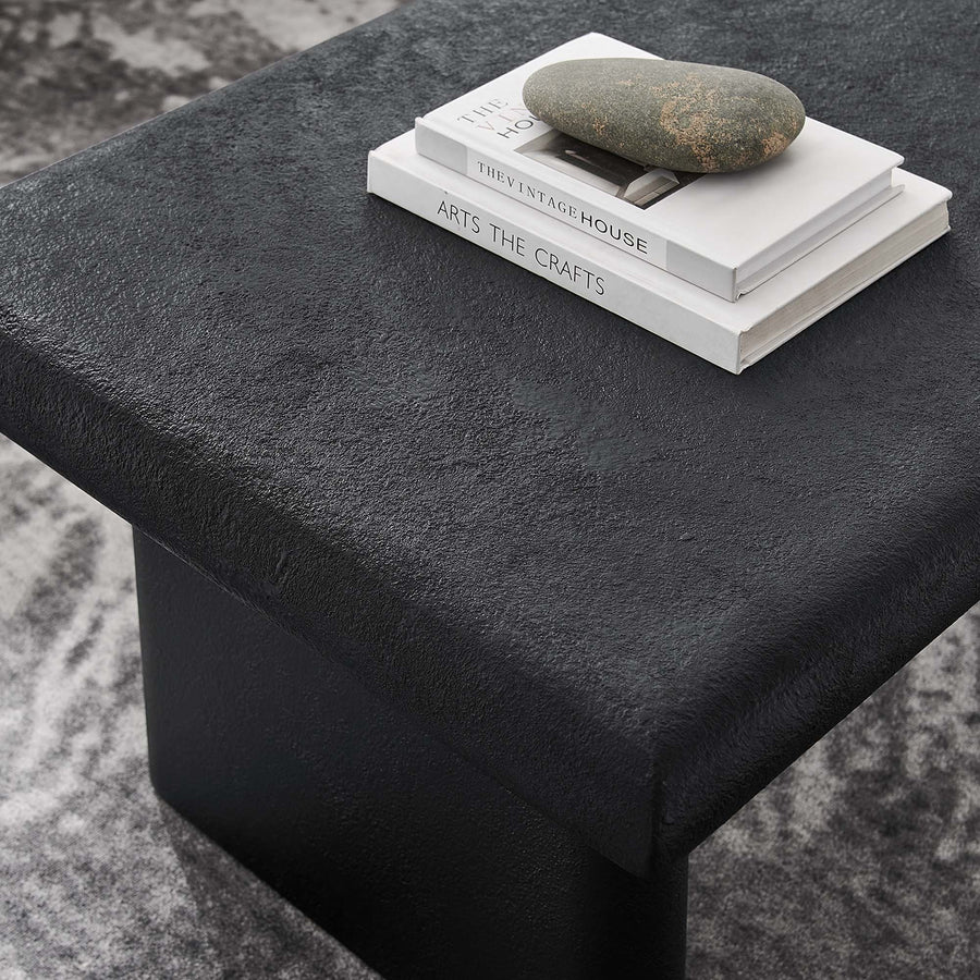 Ila Concrete Textured Coffee Table in Black