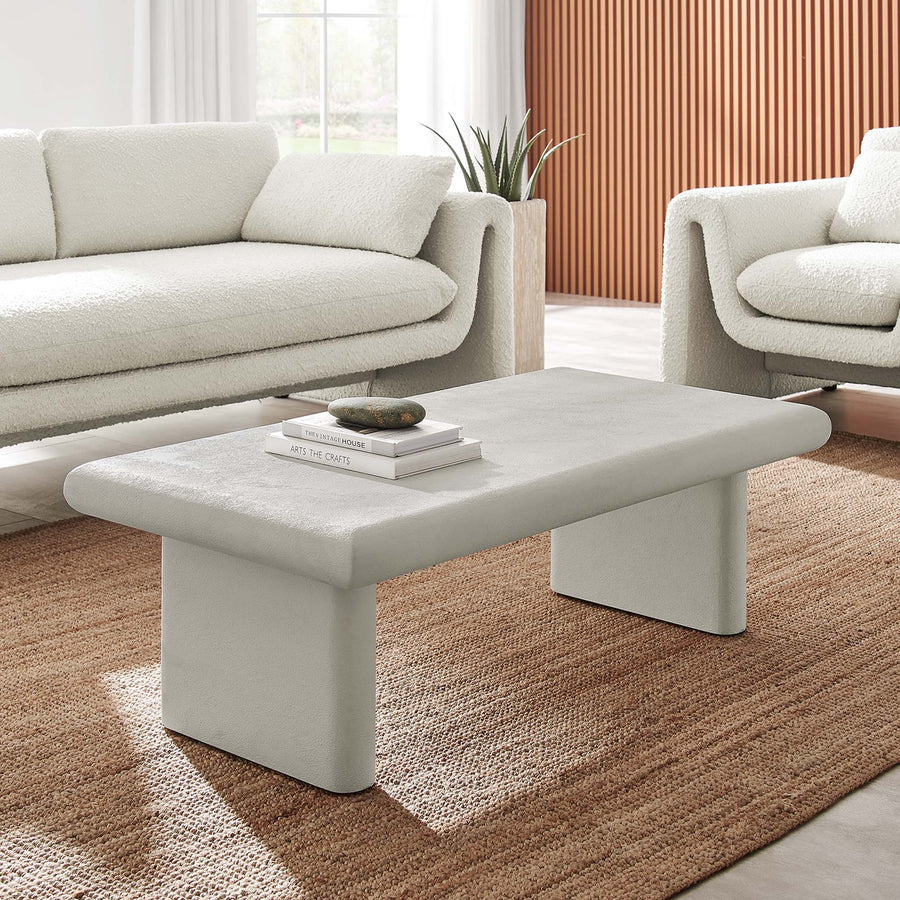 Ila Concrete Textured Coffee Table in White
