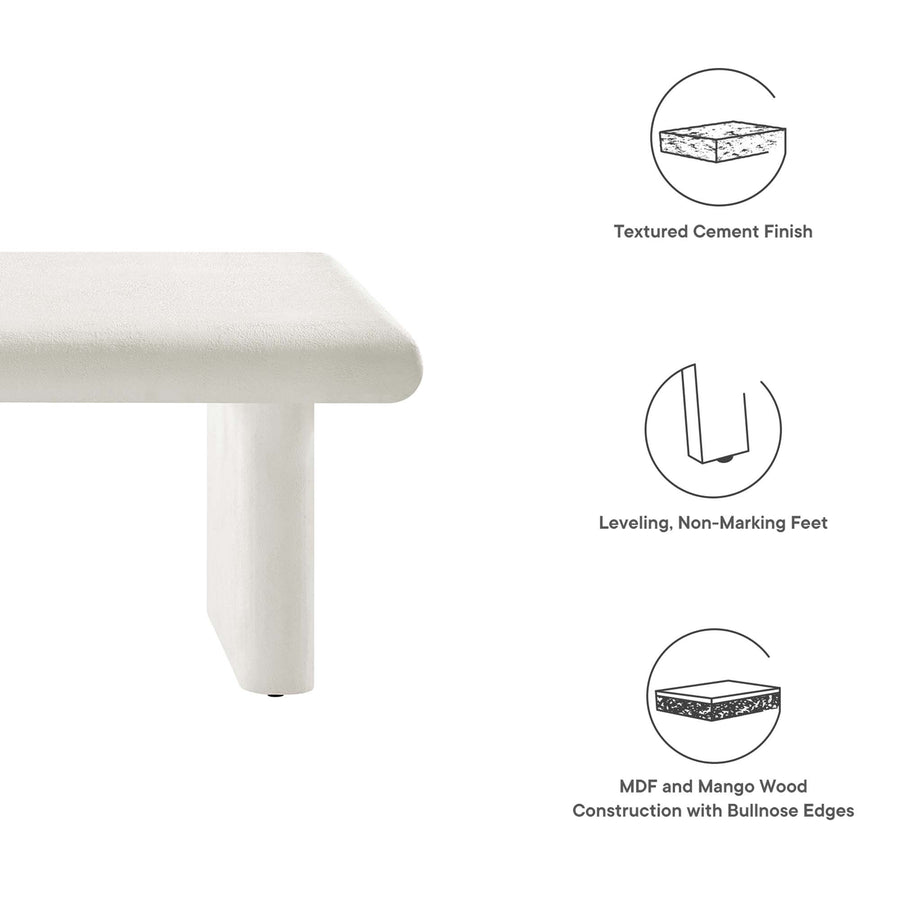 Ila Concrete Textured Coffee Table in White