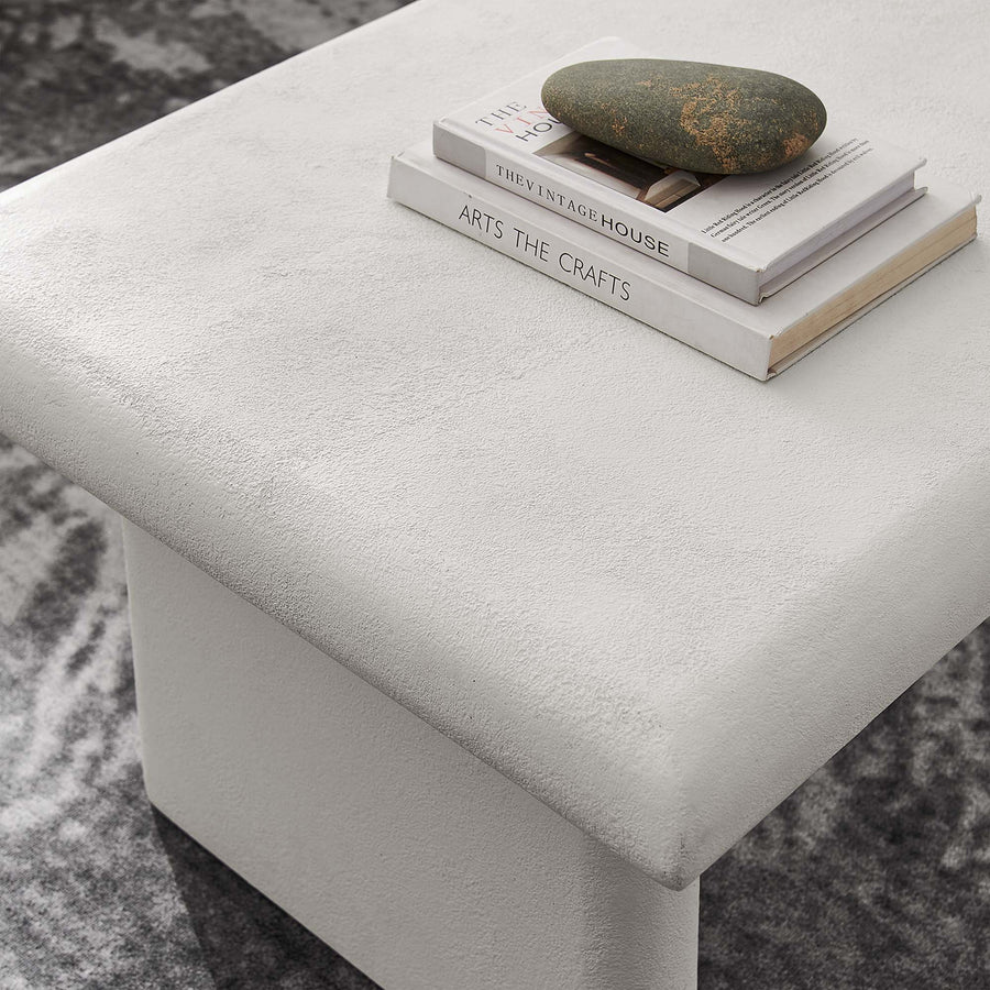 Ila Concrete Textured Coffee Table in White