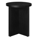 Selene Round Wood Side Table in Black