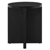 Selene Round Wood Side Table in Black
