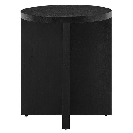 Silas Round Wood Side Table in Black