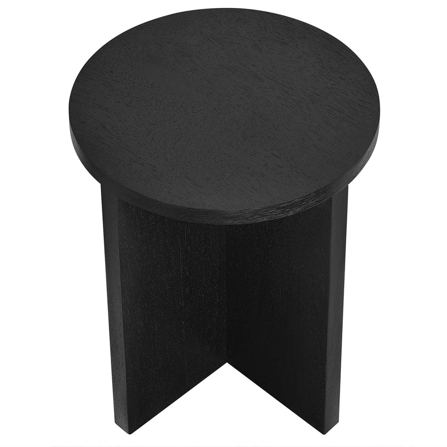 Selene Round Wood Side Table in Black