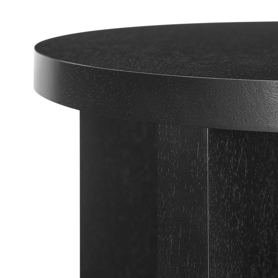 Selene Round Wood Side Table in Black