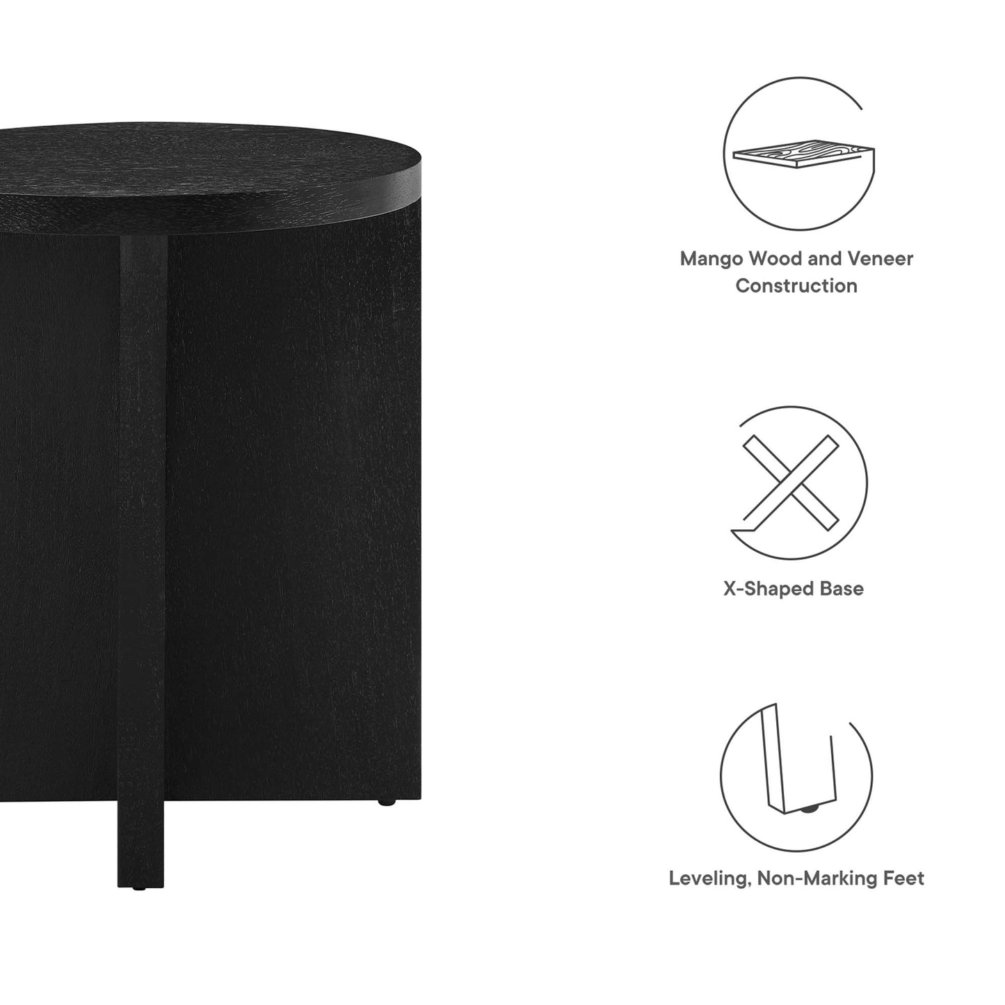 Silas Round Wood Side Table by Furniture For America