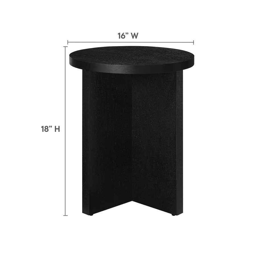 Selene Round Wood Side Table in Black