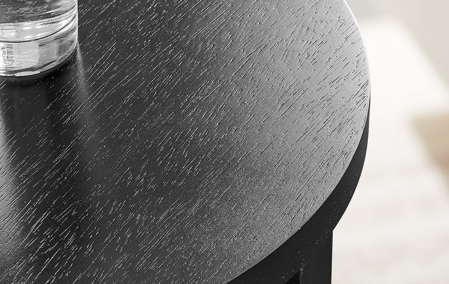 Selene Round Wood Side Table in Black