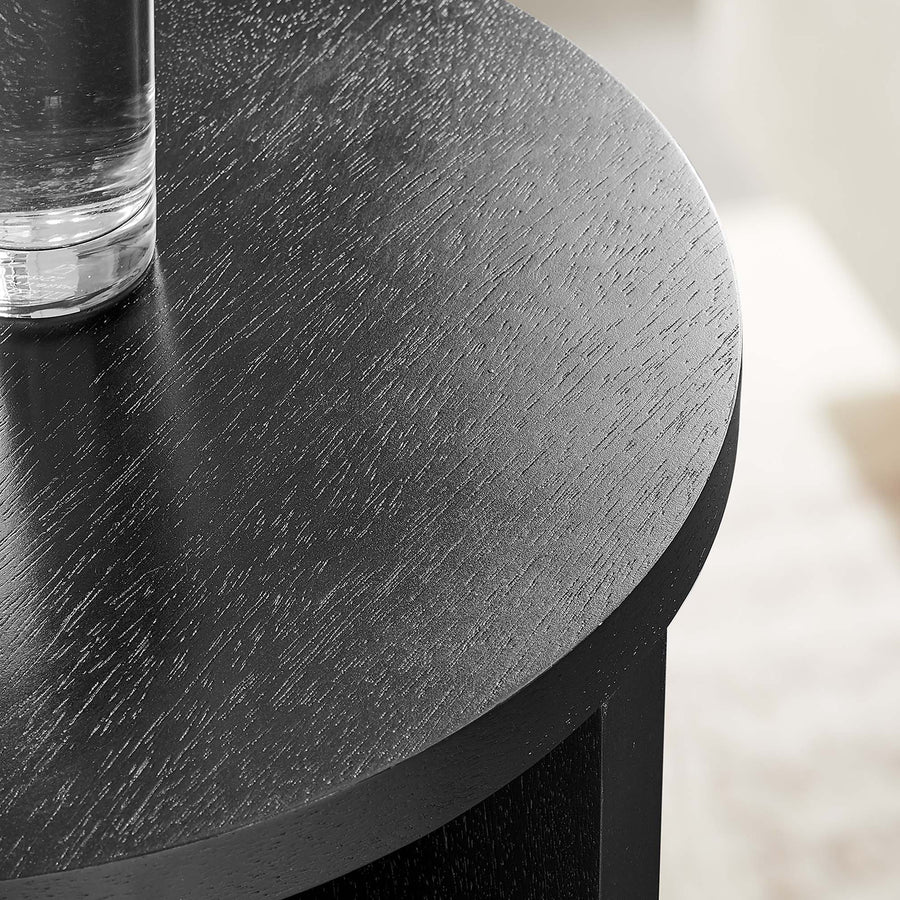 Selene Round Wood Side Table in Black