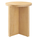 Selene Round Wood Side Table in Natural