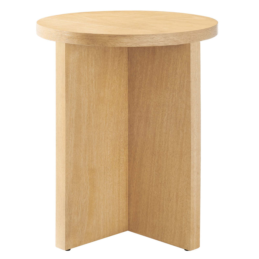 Selene Round Wood Side Table in Natural