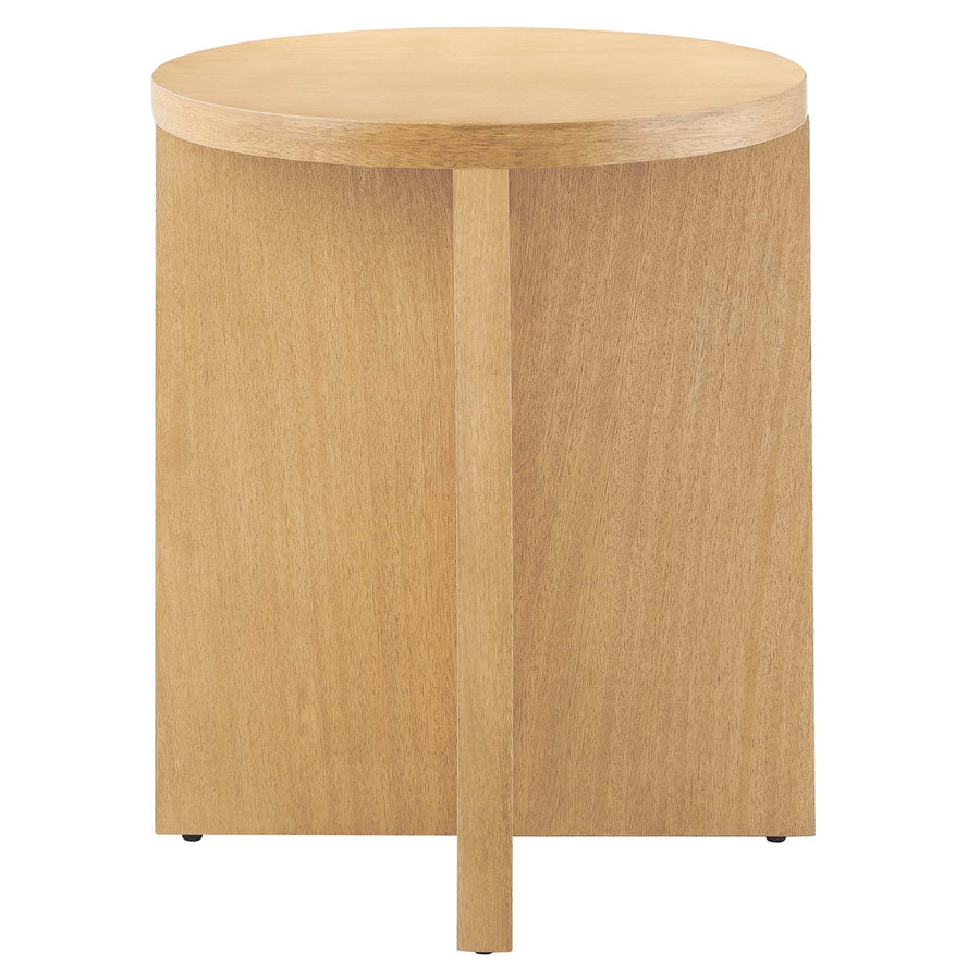 Selene Round Wood Side Table in Natural