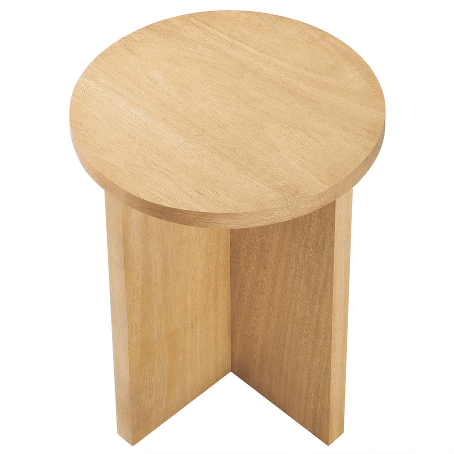 Selene Round Wood Side Table in Natural