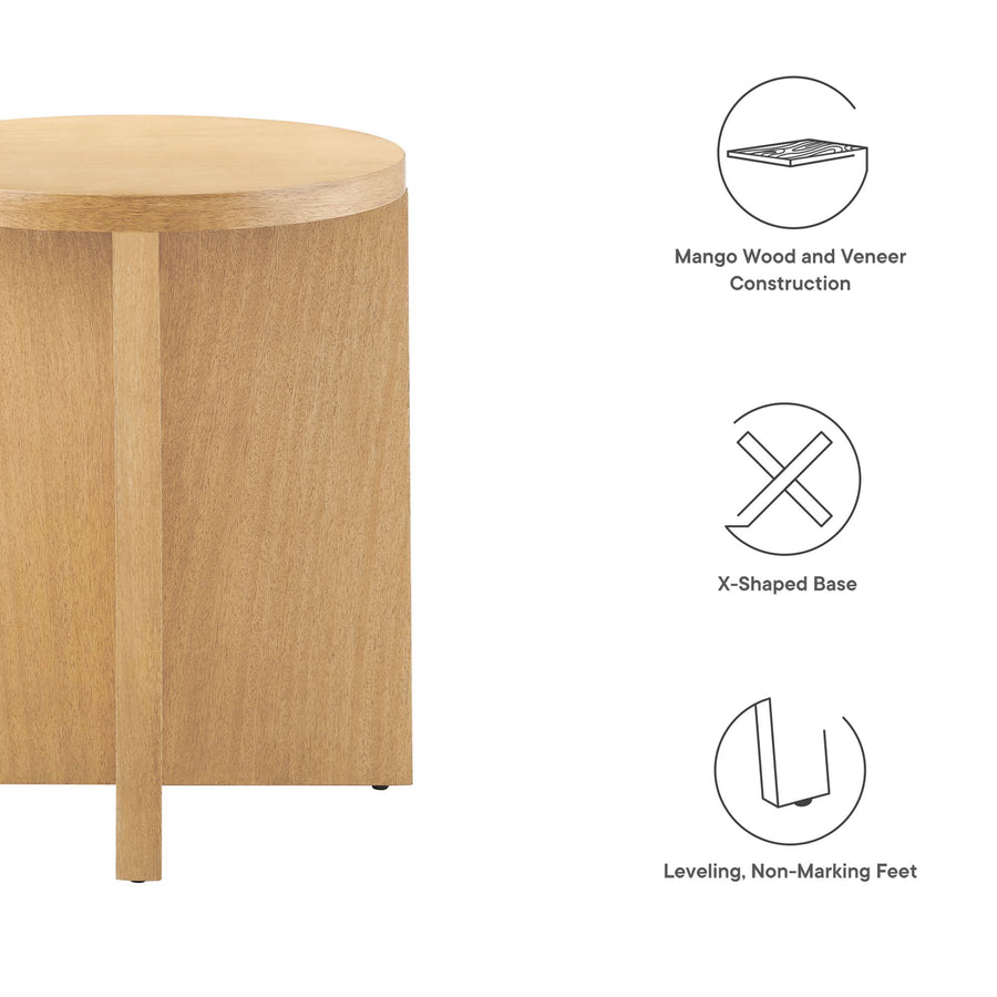 Selene Round Wood Side Table in Natural