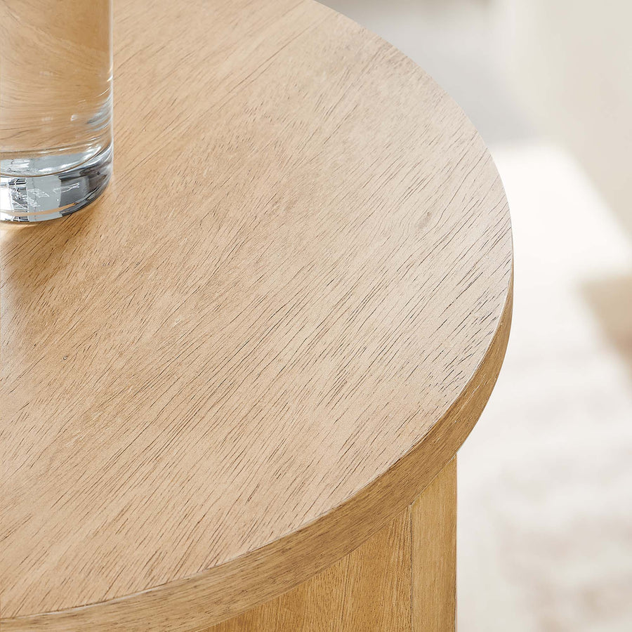 Selene Round Wood Side Table in Natural