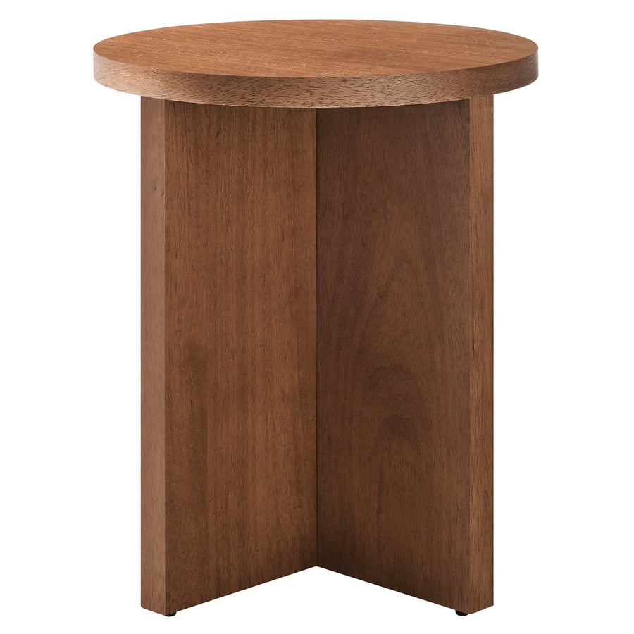 Selene Round Wood Side Table in Walnut