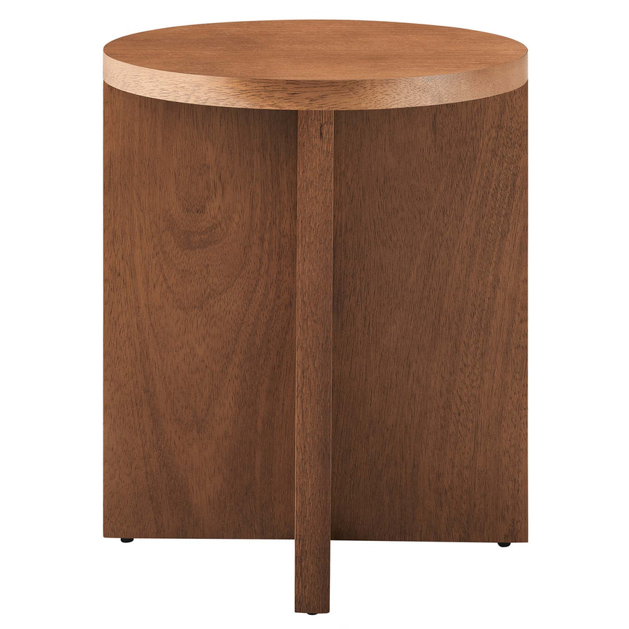 Selene Round Wood Side Table in Walnut