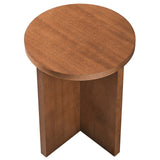 Selene Round Wood Side Table in Walnut