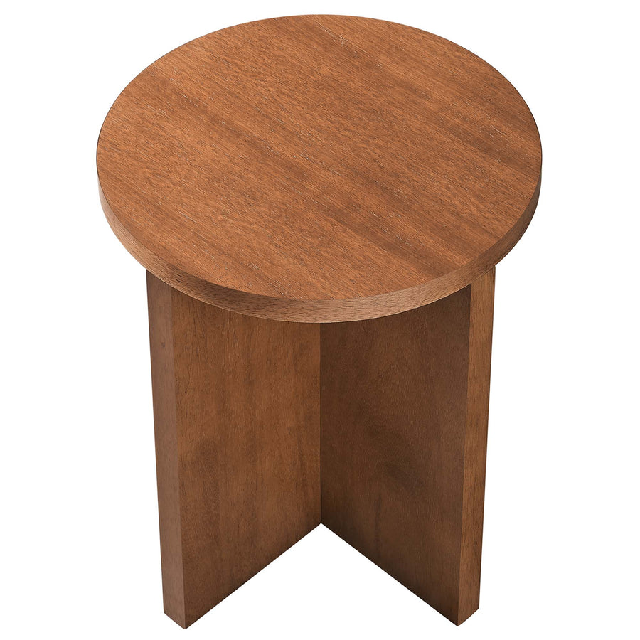 Selene Round Wood Side Table in Walnut