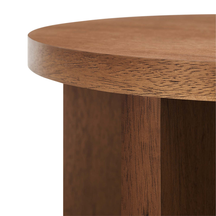 Selene Round Wood Side Table in Walnut